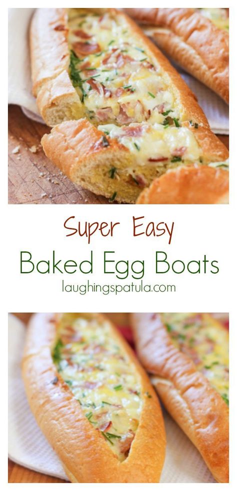 Egg Boats, Baked Egg, Think Food, God Mat, Baked Eggs, Breakfast Brunch Recipes, Breakfast Time, Breakfast Dishes, Egg Recipes