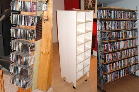 dvd storage Ikea Dvd Storage Hacks, Hidden Dvd Storage, Dvd Storage Ideas Living Room, Dvd Storage Ideas Diy, Diy Dvd Storage Ideas, Organizing Dvds, Storage Ideas Small Bathroom, Ikea Dvd Storage, Dvd Storage Solutions