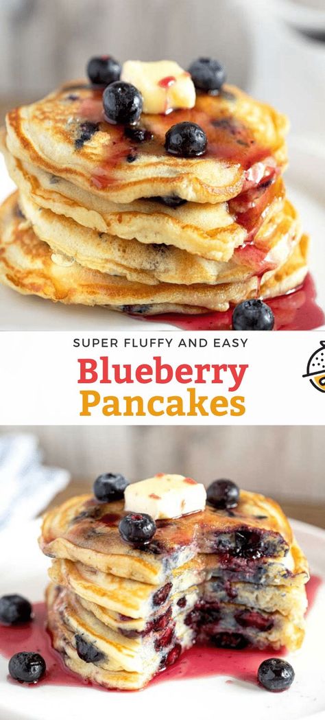 Pancakes Easy Recipe, Pancake Recipe For One, Best Blueberry Pancakes, Homemade Blueberry Pancakes, Blueberry Pancakes Easy, Fluffy Blueberry Pancakes, Easy Pancake Recipe, Homemade Pancakes Fluffy, Blueberry Pancakes Recipe