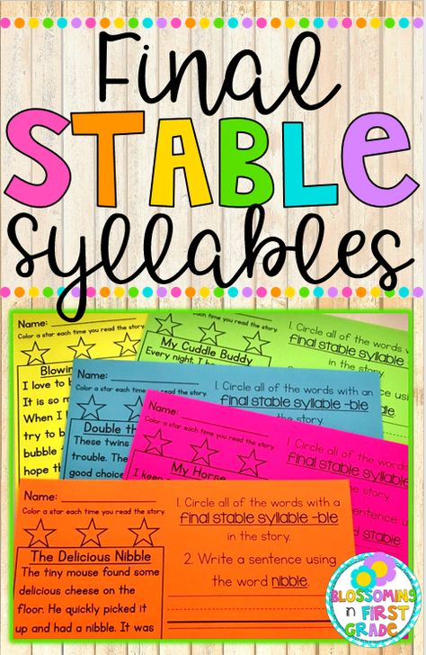 Final Stable Syllables Final Stable Syllable Anchor Chart, Final Stable Syllable, Third Times A Charm, Syllables Activities, Elementary Worksheets, Teaching 5th Grade, 1st Grade Reading, Coloring Activities, Elementary Activities