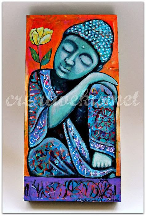 Rectangle Canvas Painting, Canvas Painting Buddha, Resting Buddha, Painting Buddha, Spiritual Paintings, Buddha Art Painting, Buddha Painting, By Regina, Angel Painting