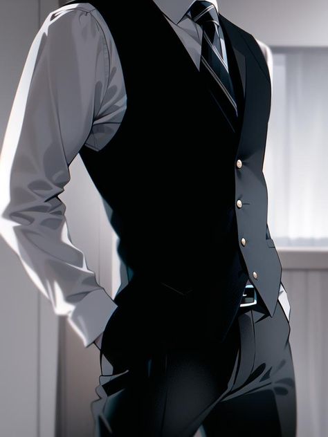 Guy In A Suit Anime, Suit Guy Drawing, Male In Suit Reference, How To Draw A Tuxedo, Handsome Anime Guys In Suits, Anime Man In Suit Art, Male Bartender Outfit, Suits Men Reference, Anime Guys In Suit