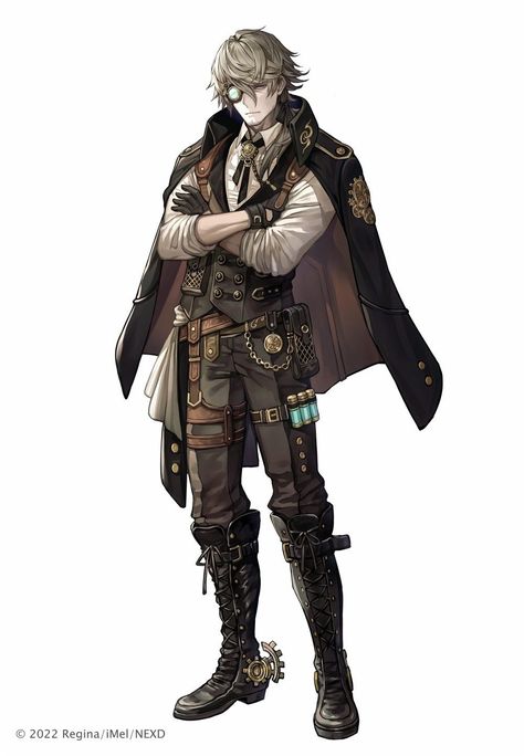 Dnd Artificer Character Design, Steampunk Character Design, Steampunk Male, Punk Character Design, Steampunk Drawing, Punk Character, Steampunk Character, Steampunk Characters, Steampunk Aesthetic