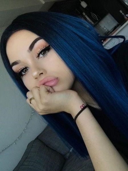 Smokey Blue Hair, Faded Blue Hair, Silver Blue Hair, Midnight Blue Hair, The Trend Spotter, Blue Black Hair, Dark Blue Hair, Maggie Lindemann, Permanent Hair Dye