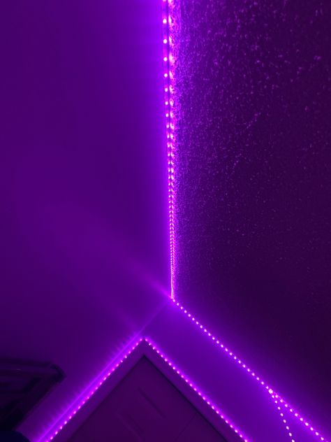 Purple Led Lights Bedroom, Purple Led Lights Aesthetic, Led Light Pictures, Purple Led Room, Outdoor Table Lighting, Painted Black Nails, Led Lights Bedroom Ceiling, Led Hacks, Table Lighting Ideas