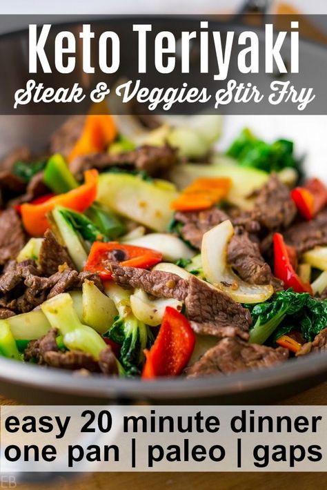 Keto Teriyaki, Steak And Veggies, Steak Veggies, Keto Stir Fry, Teriyaki Steak, Steak Stir Fry, Beef Stir Fry Recipes, Paleo Beef, Veggie Stir Fry