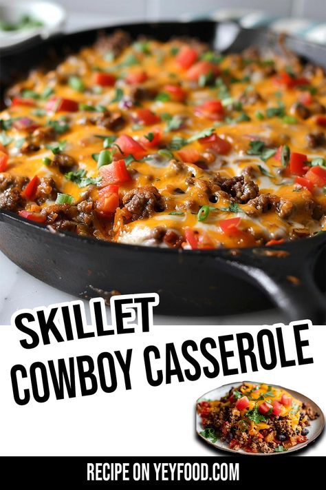 Yeyfood.com: Recipes, cooking tips, and kitchen hacks for home cooks of all levels Cheddar Bread Recipe, Cowboy Casserole Recipe, Cheddar Bread, Hacks For Home, Cowboy Casserole, Skillet Dinner Recipes, Iron Skillet Recipes, Hamburger Casserole, Homemade Bread Easy