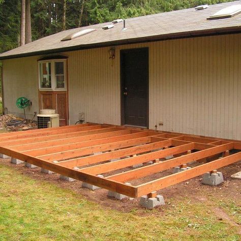 Deck Blocks, Decks Designs, Decking Designs, Freestanding Deck, Ground Level Deck, Building A Floating Deck, Backyard Decks, Build A Deck, Garden Decking