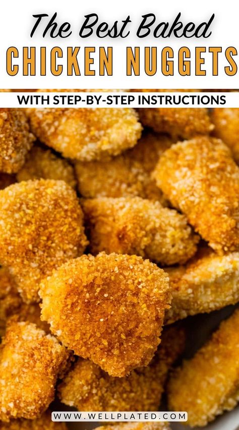 Best Chicken Nugget Recipe, Chicken Nuggets Baked, Homemade Chicken Nuggets Baked, The Best Baked Chicken, Crockpot Chicken Dinners, Best Baked Chicken, Dinner Ideas With Chicken, Healthy Chicken Nuggets, Fried Chicken Nuggets