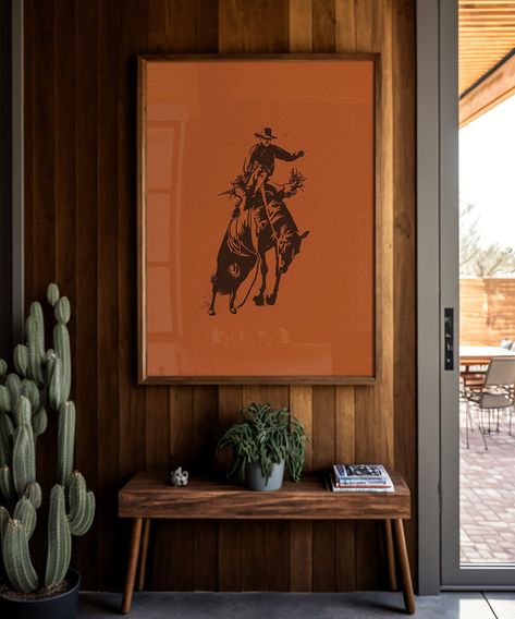 [Sponsored] 21 Essential Western Modern Home Decor Living Room Tricks You'll Want To Use This Autumn #westernmodernhomedecorlivingroom Cowboy Portrait, Bronc Rider, Cowboy Wall Art, Western Room, Western Rooms, Boho Gallery Wall, Modern Cowboy, Saint Andrews, Bucking Bronco