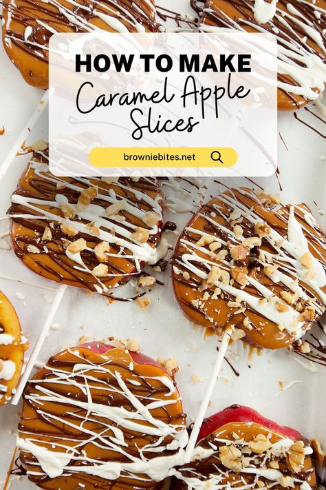 Caramel Apple Slices - Brownie Bites Blog The Blogette, Caramel Apple Slices, Desserts For Thanksgiving, Thanksgiving Dessert Ideas, Apple Bites, Caramel Apples Easy, Fun Thanksgiving Desserts, Thanksgiving Snacks, Apple Treat