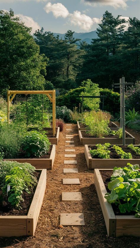 25 Garden Planning Layout Ideas for Raised Beds Home Garden Layout Plan, Design A Vegetable Garden, Veggie Bed Layout, Garden Farm Design, Beautiful Garden Layout, Garden Layouts Raised Beds, Raised Garden Beds With Pavers, Raised Beds Backyard, Veggie Garden Plan