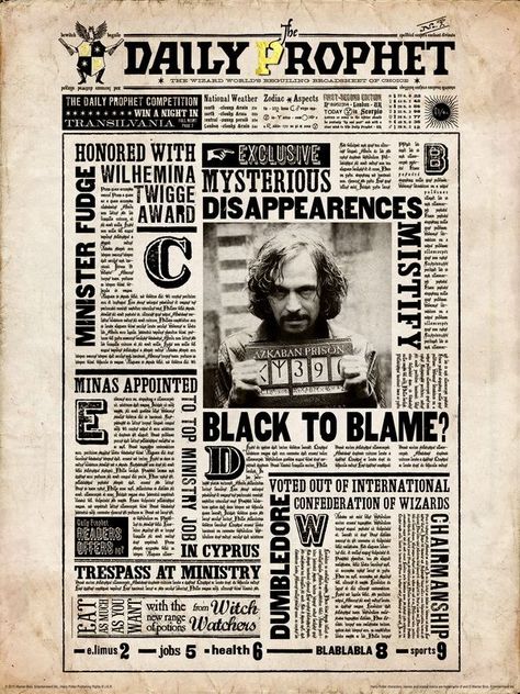 Daily Prophet Sirius Black, Daily Prophet, Old Newspaper, Sirius Black, Newspaper, Harry Potter, Deviantart, Art Prints, Black