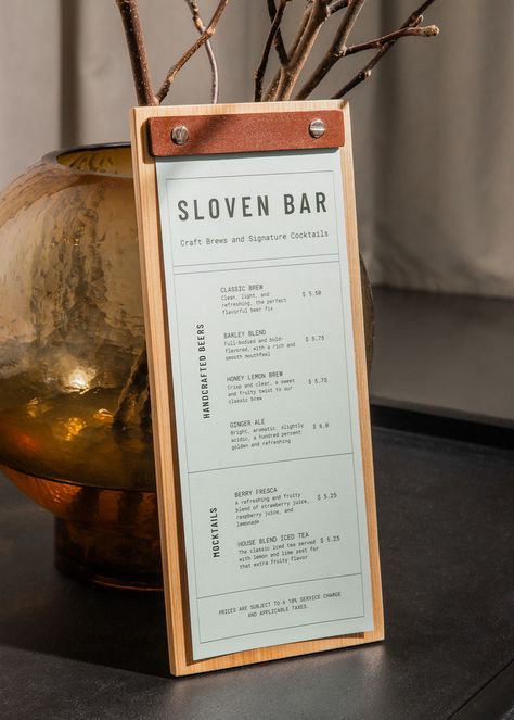 Wood menu holders are designed for versatility and style and are the perfect accessory for any restaurant, cafe, or bar. Whether you're showcasing your drink menu, wine list, or cocktail menu, these menu boards are crafted to suit your specific needs. Choose from various wood types and finishes to match your decor. Personalize each menu board with your logo or a unique pattern through our precise engraving. Speakeasy Bar Menu Design, Whiskey Menu Design, Wood Menu Holder, At Lucia, Menu Clipboard, Drink Menu Design, Small Bars For Home, Booklet Layout, Wood Menu