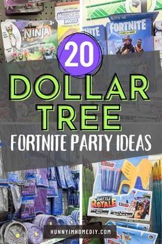 Do you need Fortnite party ideas? You'll love all these Dollar Tree birthday party supplies. They're perfect for throwing a party at home or outside on a budget. You can find games, decorations, balloons, favors for your goodie bags, and everything you need to DIY your party for a boy or a girl. And if you throw a Battle Royale party, you can find tons of cheap ideas to use at your celebration for kids and adults. Dollar Tree Party Supplies, Dollar Tree Birthday, Fortnite Party Ideas, Fortnite Party, Video Games Birthday Party, Nerf Party, Decorations Balloons, V Bucks, Boy Birthday Party Themes