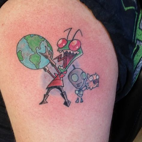 Invader Zim for a great friend... #cartoontattoo #invaderzimtattoo #colortattoo #nashvilletennessee