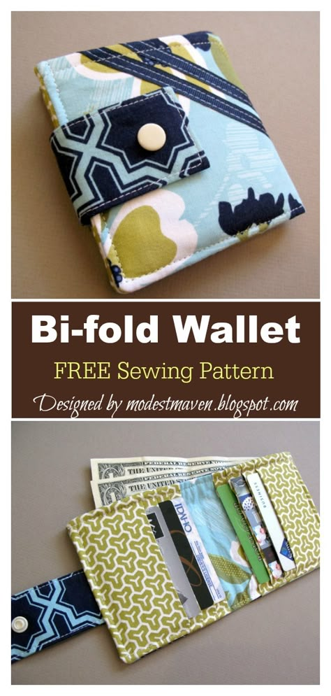 Bi-fold Wallet Free Sewing Pattern Sewing Pattern Wallet, Diy Wallet Pattern, Bifold Wallet Pattern, Wallet Pattern Free, Wallet Sewing Pattern, Sew Wallet, Diy Wallet, Fabric Wallet, Driver License