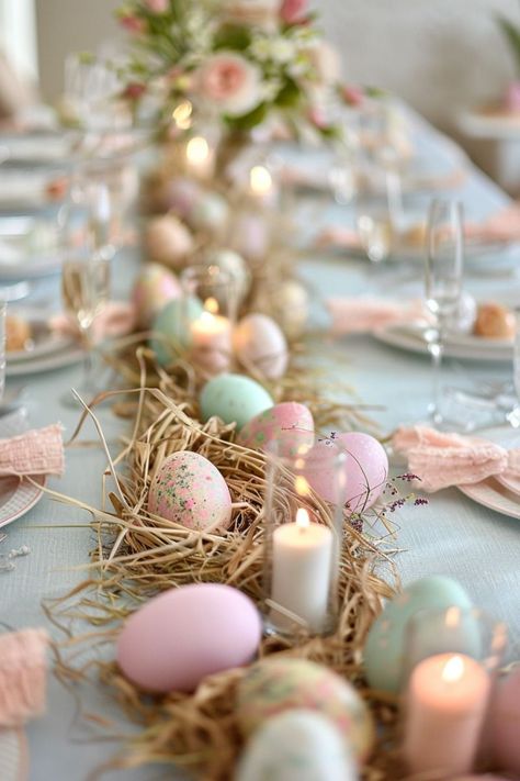 Cozy Cottage Easter Dinner Hosting Easter Dinner Table Settings, Easter Table Set Up, Easter Table Aesthetic, Easter Lunch Decor, Easter Decor Aesthetic, Easter Brunch Ideas Table Settings, Easter Dining Room Table Decor, Easter Hosting Ideas, Easter Brunch Table Decor