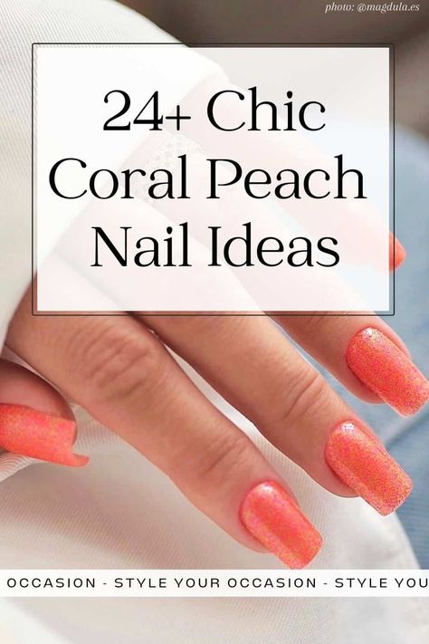 Looking for nail inspiration? You’ll love this list of coral peach nails. If you can’t decide between coral nails, or peach nails, the coral peach combo is a stunner! On this list you’ll find nails with designs, with glitter, with flowers, and simple French tip styles! There’s acrylic nails or natural short nails, as well as different shapes including almond, square, and coffin! This color is perfect for summer, fall, or on a tropical vacation! Uñas Color Coral, Coral Gel Nails, Coral Pink Nails, Peach Colored Nails, Coral Nails With Design, Summer Nail Color, Coral Nail Polish, Tropical Vacation Nails, Dip Nail Colors