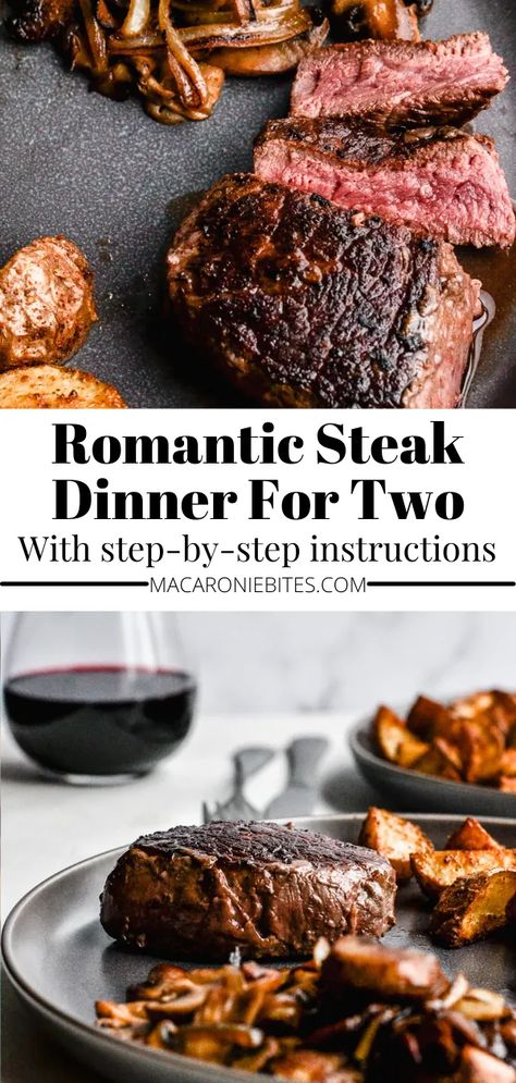 If you're looking for a way to WOW your significant other this Valentine's Day... look no further this Romantic Steak Dinner For Two! #SteakDinner #ValentinesDay #RomanticDinner #Stepbystep #EasyRecipe Anniversary Meals Romantic Dinners, Steak Dinner For Two, Dinner Recipes For Boyfriend, Husband Birthday Dinner Ideas, Steak Dinner Date Night, Date Night Steak Dinner, Romantic Steak Dinner For Two, Steak Dinner For Valentines Day, Romantic Dinner Recipes Steak