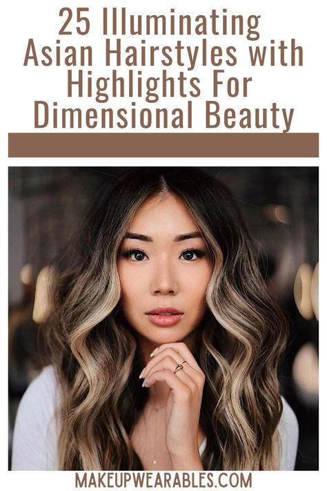 Asian Hairstyles With Highlights Asian Hair Cool Tone Highlights, Asian Dimensional Balayage, Highlights For Asian Hair Black, Chunky Highlights Asian Hair, Fall 2024 Hair Trends Asian, Asian Hair Inspo Medium Length, Asian Caramel Balayage, Lowlights For Asian Hair, Hair Highlights For Asian Women