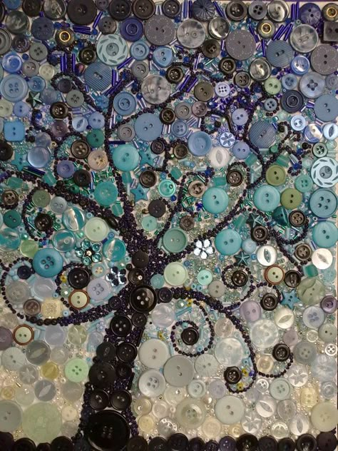 Button Tree Art, Button Trees, Button Art Projects, Button Pictures, Buttons Crafts Diy, Button Projects, Button Creations, Button Tree, Buttons Crafts