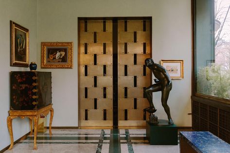 Week of January 18, 2021 - Sight Unseen Villa Necchi Campiglio, Villa Necchi, Arabescato Marble, Walnut Floors, Dining Room Ceiling, Marble Wall, Floor Patterns, Architectural Digest, Space Design