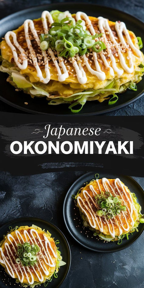 Indulge in the flavors of Japan with Okonomiyaki! This savory pancake, filled with cabbage, pork, and drizzled with mayo and tonkatsu sauce, is crispy, tender, and full of umami. A unique and satisfying dish! Cabbage Pork, Okonomiyaki Recipe, International Food Recipes, Tonkatsu Sauce, French Toast Waffles, Ethnic Food, Japanese Cooking, Japanese Dishes, Cabbage Recipes