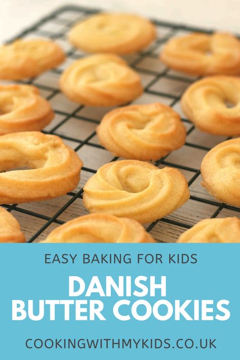 Danish butter cookies recipe | Cooking with my kids Danish Butter Cookies Recipe, Easy Baking For Kids, Butter Cookie Recipe Easy, Danish Cookies, Butter Cookies Easy, Danish Butter Cookies, Butter Biscuits, Butter Cookie Recipe, Dessert Recipes For Kids