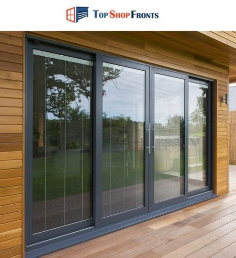 Doors are an essential part of any commercial or industrial establishment. There are different types of doors available in the construction & architectural industry. #SlidingGlassDoor is a kind that has large glass panels that open by sliding along a track instead of swinging open on a hinge. If you are looking for the perfect fit sliding glass doors for your premises, trust on the quality services of #TopShopfronts. Long Sliding Glass Doors, Sliding Folding Glass Doors, 4 Panel Sliding Glass Door, Front Patio Design, Glass Door Sliding, Double Sliding Glass Doors, Exterior Entrance Doors, Garage Redo, Glass Wall Design