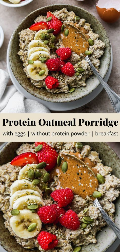 Protein Oatmeal Porridge (With Eggs!) | Walder Wellness, RD Easy Healthy Oatmeal, High Protein Oatmeal, Filling Breakfast Recipes, Protein Porridge, Protein Oats, Foodie Breakfast, Oatmeal Porridge, Healthy Oatmeal Recipes, Protein Oatmeal