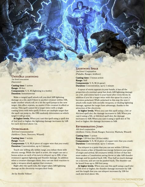 Dnd Homebrew Spells, Storm Magic, Lightning Spell, 5e Spells, Homebrew Spells, Spell Ideas, Homebrew Classes, Dnd Spells, Dungeons And Dragons Rules