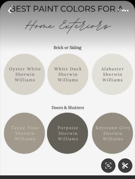 Paint Colors That Go With Stone, Sw Backdrop Exterior, Alabaster Color Palette Exterior, Best Beige Exterior Paint Color, Exterior House Colors Neutral, Taupe Stucco House Exterior, Greige Shutters, Whole House Wall Color, Classic Exterior Paint Colors