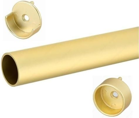 Amazon.com: Matte Brass 1 5/16 Inch Diameter Round Wardrobe Closet Rod Tube with Two End Caps and Installation Screws, Gauge 14 Thickness for Clothes Hanging (48 INCH) : Home & Kitchen Brass Closet Rod, Build Closet, Gold Closet, Custom Closet Design, Shelf Hardware, Black Hangers, Round Wardrobe, Closet Rods, Clothes Hanging