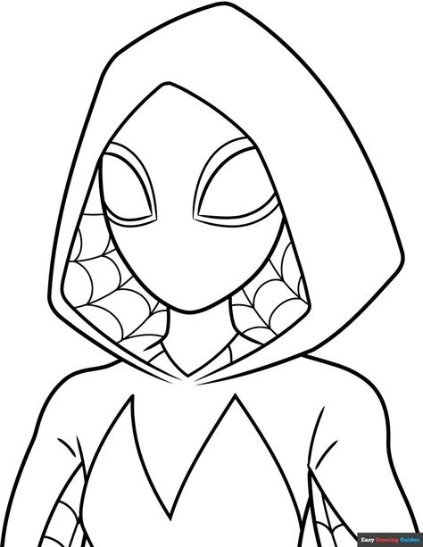 Free, printable Spider Gwen (Gwen Stacy) coloring page for kids. Print it out or color it online. https://easydrawingguides.com/coloring-pages/spider-gwen-gwen-stacy/ Superhero Easy Drawing, Spider Gwen Drawing Easy, How To Draw Spider Gwen, Spider Gwen Face Paint, Gwen Spiderman Drawing, Spiderwoman Drawing, Things To Trace Drawings, Spidergwen Sketch, Spiderman Art Drawing