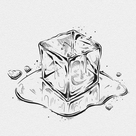 Drawing Ice Cube, Inktober Art Sketches, Inktober 2023 Drip, Simple Ink Art, Ink Sketch Ideas, Ice Cube Sketch, Ice Cubes Drawing, Drip Inktober, Ink Sketches Sketchbooks