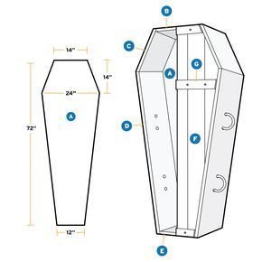 How To Build a Halloween Coffin - PopularMechanics.com Coffin Decor, Coffin Shelf, Imprimibles Halloween, Halloween Diy Outdoor, Halloween Props Diy, Halloween Wood Crafts, Halloween Coffin, Blackbird Designs, Halloween Yard Decorations