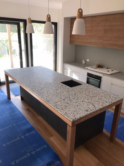 Terrazzo Bar, Terrazzo Kitchen, L Kitchen, Kitchen Benchtops, Terrazzo Tile, Kitchen Bench, Kitchen Company, Island Bench, Terrazzo Tiles