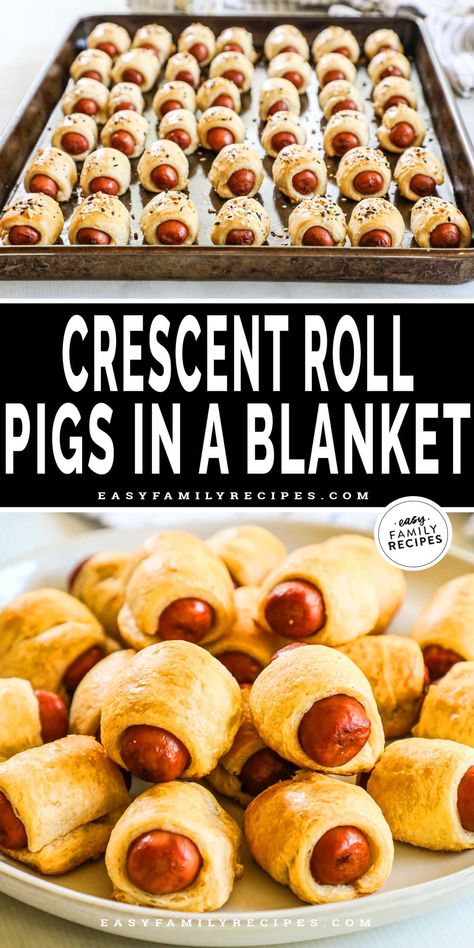 Mini Pigs In A Blanket Recipe, Mini Pigs In A Blanket, Mini Sausages, Pigs In A Blanket Recipe, Kid Friendly Appetizers, Crescent Roll Appetizers, Best Party Appetizers, Crescent Recipes, Everything Bagel Seasoning