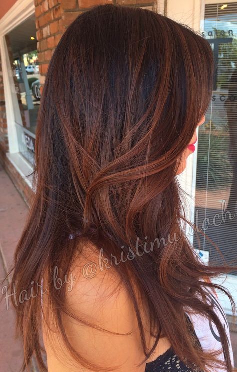 Balayage, ombre, salon Tru, scottsdale, brunette, caramel hair color, caramel… Fall Cinnamon Hair Color, Caramel Hair Color, Cowboy Copper, Auburn Balayage, Hair Color Caramel, Balayage Ombre, Caramel Hair, Hair Color Auburn, Red Highlights