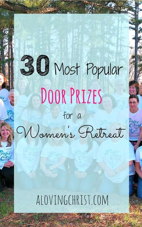 Door prize time brings giggles and cheers and helps the ladies feel extra special. Here are our 30 most popular door prizes for women's retreats. Womens Retreat Favors, Womens Retreat Gifts, Womens Retreat Themes, Women Small Group, Retreat Themes, Christian Retreat, Womens Ministry Events, Christian Women's Ministry, Church Retreat