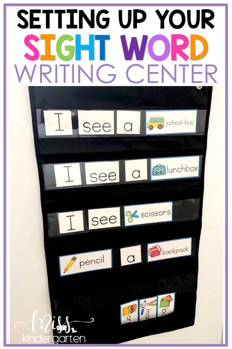 Kindergarten Writing Center, Writing Center Kindergarten, Miss Kindergarten, Writing Station, Classroom Centers, Kindergarten Centers, Kindergarten Ela, Sight Words Kindergarten, Kindergarten Class