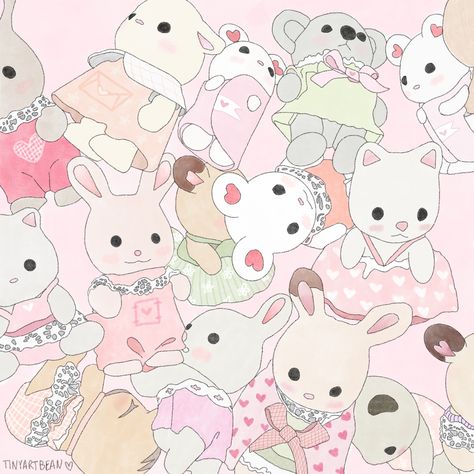 Calico Critters Families, Cute Poster, Cute Little Drawings, Phone Themes, Cute Doodles, Pretty Art, Cute Icons, Wall Collage, Cute Wallpapers