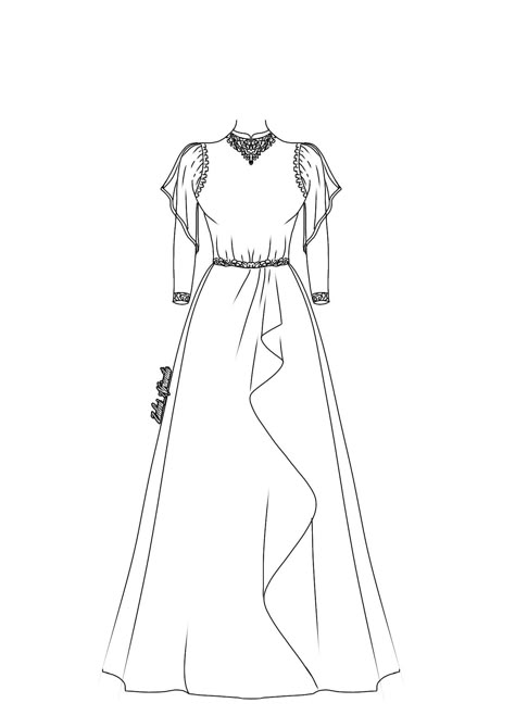 Desainer Dress, Dress Sketsa, Sketsa Dress, Model Dress Kebaya, Model Gamis, Fashion Drawing Sketches, Clothing Sketches, Fashion Drawing Tutorial, Dress Design Drawing