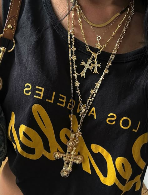 Stacked Gold Jewelry, Bead Cross Necklace, Cross Gold Necklace, Virgin Mary Rosary, Wire Crochet Necklace, Xoxo Jewelry, Streetwear Jewelry, Bead Cross, Dope Jewelry Accessories