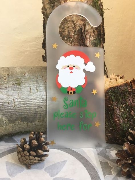 Santa Stop here door Hanger, room Decoration,Personalised, made to order Christmas craft ideas #christmascraftideas Christmas craft idea #christmascraftidea #christmas #craft #idea merry christmas #merrychristmas 6.88 Things To Make And Sell With Cricut, Christmas Vinyl Projects To Sell, Cricut Christmas Projects To Sell, Vinyl Crafts To Sell, Christmas Cricut Projects To Sell, Christmas Craft Ideas To Sell, Cricut Projects Christmas, Cricut Projects To Sell, Baby Food Jar Crafts