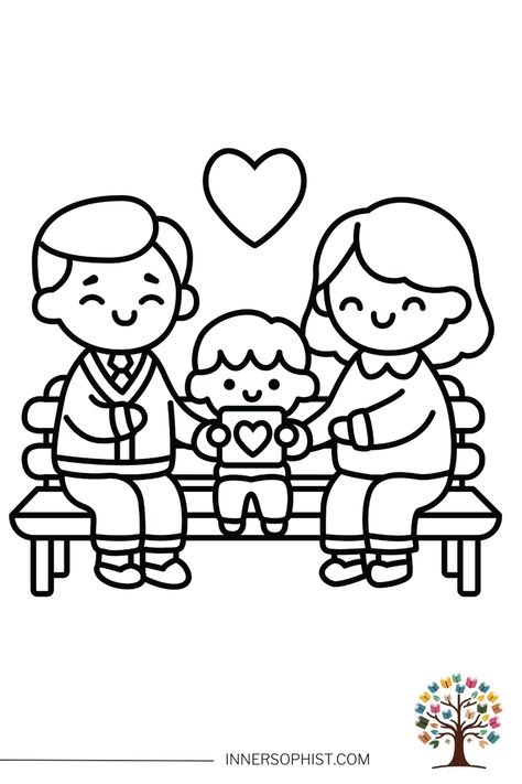 Grandparents Day Family Love Coloring Page Grandparents Coloring Pages, Preschool Weekly Themes, Love Through Art, Weekly Themes, The Importance Of Family, Family Coloring Pages, Fun Coloring Pages, Love Coloring Pages, Art Night