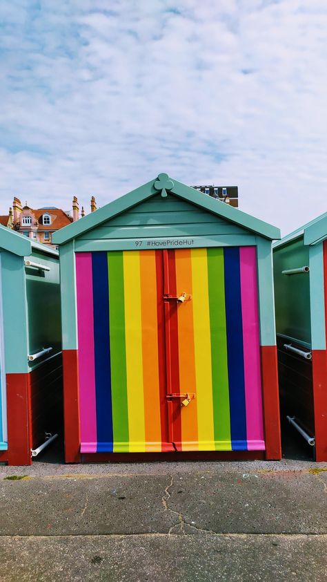 Brighton Pride, Shed Build, Creative Practice, Seaside City, Art Wave, Photography Moodboard, Brighton England, Beach Huts, Rainbow Wallpaper