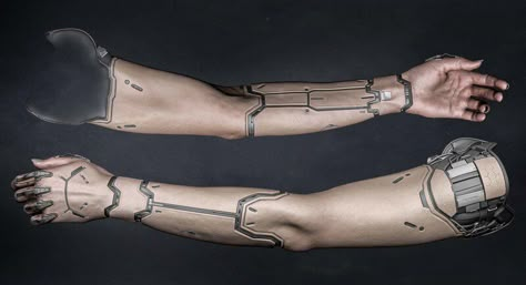 Robot Tattoo, Cyberpunk Tattoo, Cybernetic Arm, Biomechanical Tattoo, Star Wars Concept Art, 3d Tattoos, Cyberpunk Aesthetic, Cyberpunk Character, Robots Concept