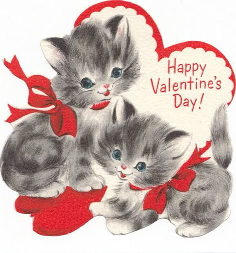 Vintage two kitties valentine | via Two Crazy Crafters' Flickr #valentine #kittens #cat #vintage Animal Valentine Cards, Retro Valentine Cards, Kittens Vintage, Valentines Day Cat, Vintage Valentines Day, Postal Vintage, Vintage Cats, Cocoppa Wallpaper, Animal Valentine